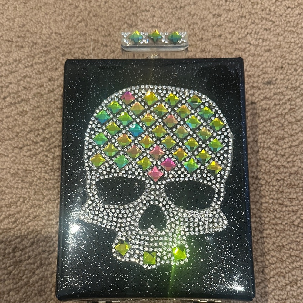 Black Skull Rhinestone Clutch